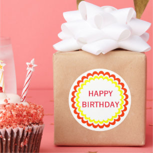 Happy Birthday sinaasappel geel Ronde Sticker