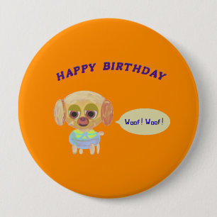 Happy Birthday Sinaasappel Ronde Button 4,0 Cm