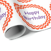 Happy birthday sinaasappel violet cadeaupapier (Rol Hoek)