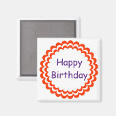 Happy Birthday Sinaasappel Violet Magneet (Voorkant / Achterkant)