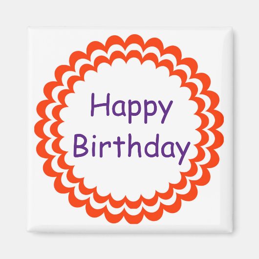 Happy Birthday Sinaasappel Violet Magneet (Voorkant)