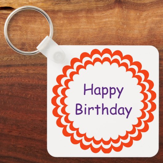 Happy birthday sinaasappel violet sleutelhanger (Voorkant)