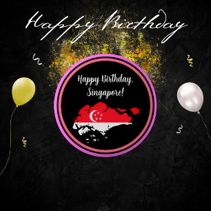 Happy Birthday Singapore Nationale Dag Button