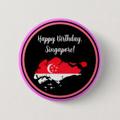 Happy Birthday Singapore Nationale Dag Button (Voorkant)