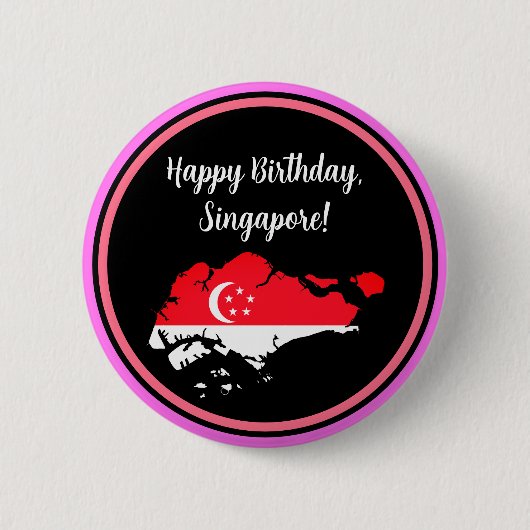 Happy Birthday Singapore Nationale Dag Button (Voorkant)