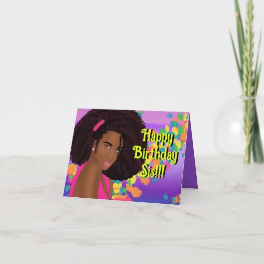 Happy Birthday Sis gevouwen Wenskaart Kaart (Voorkant)