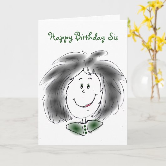 Happy Birthday Sis Kaart (Gele Bloem)