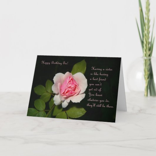 Happy Birthday Sis met Roos Kaart (Voorkant)