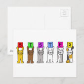 Happy Birthday Sister Cartoon Cats Briefkaart (Voorkant / Achterkant)