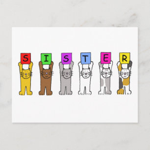 Happy Birthday Sister Cartoon Cats Briefkaart