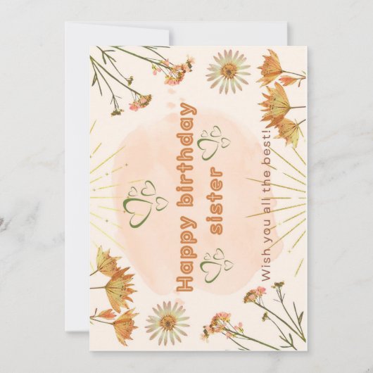 Happy birthday sister greetings kaart (Voorkant)