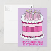 Happy Birthday Sister in Law Cartoon Cake Briefkaart (Voorkant / Achterkant)