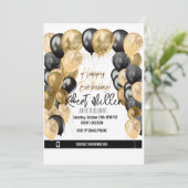 Happy Birthday Sjabloon Black Gold - transparant Kaart (Staand voorkant)