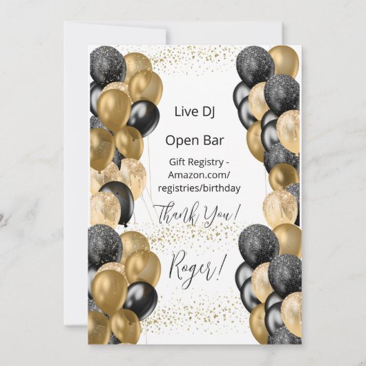 Happy Birthday Sjabloon Black Gold - transparant Kaart (Achterkant)