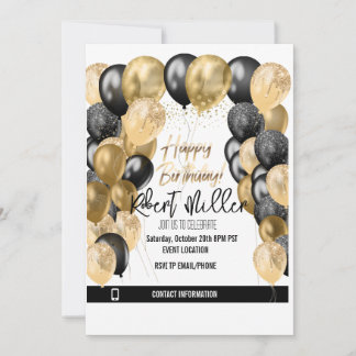 Happy Birthday Sjabloon Black Gold - transparant Kaart