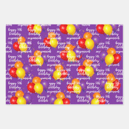 Happy Birthday Sjabloon Colorful Balloons Inpakpapier Vel