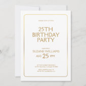 Happy Birthday sjabloon met gouden rand op wit Kaart (Voorkant)