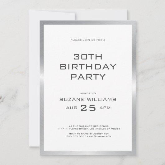 Happy Birthday sjabloon met wit en zilver Kaart (Voorkant)