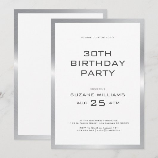 Happy Birthday sjabloon met wit en zilver Kaart (Voorkant / Achterkant)