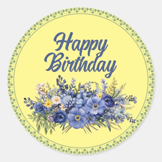 Happy Birthday sjabloon Ronde Sticker (Voorkant)