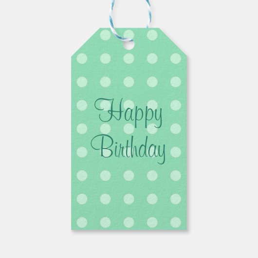 Happy Birthday Sjabloon Rustige Stippen Mint Green Cadeaulabel (Achterkant)