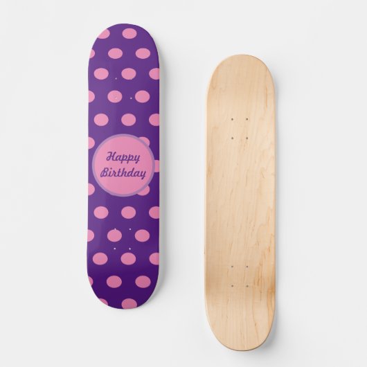 Happy Birthday Skateboard (Paarse & roze) (Voorkant)