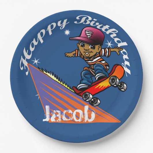 Happy Birthday Skateboarder Papieren Bordje (Voorkant)
