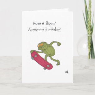 Happy Birthday Skateboarding Frog Kaart