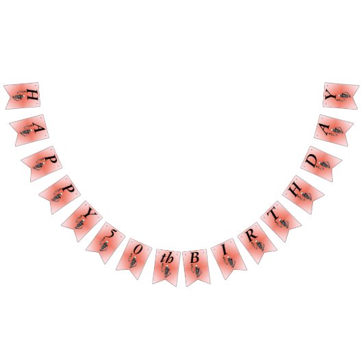 Happy Birthday Skeleton Holding Red Rose op Stem Vlaggetjes (Alle)