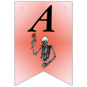 Happy Birthday Skeleton Holding Red Rose op Stem Vlaggetjes (Tweede vlag)