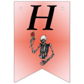 Happy Birthday Skeleton Holding Red Rose op Stem Vlaggetjes (Eerste vlag)