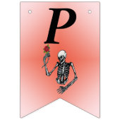 Happy Birthday Skeleton Holding Red Rose op Stem Vlaggetjes (Derde vlag)