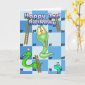Happy Birthday slangen en ladders spel Kaart (Gele Bloem)