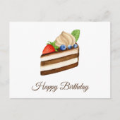 Happy Birthday Slice of Chocolate Berry Cake Briefkaart (Voorkant)