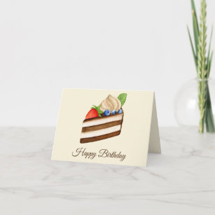 Happy Birthday Slice of Chocolate Berry Cake Kaart
