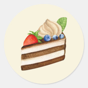 Happy Birthday Slice of Chocolate Berry Cake Ronde Sticker
