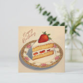 Happy Birthday Slice of Strawberry Cake Kaart (Staand voorkant)