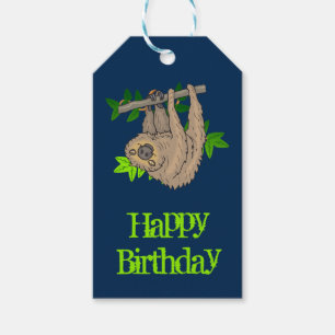 Happy Birthday Sloth Cadeaulabel
