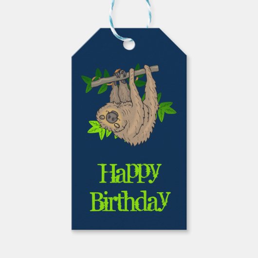 Happy Birthday Sloth Cadeaulabel (Voorkant)