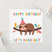 Happy Birthday Sloth Kaart (Voorkant / Achterkant in situ)
