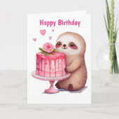 Happy Birthday Sloth Kaart (Voorkant)