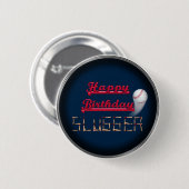 Happy Birthday Slugger Blue-Baseball-BUTTON PINS Ronde Button 5,7 Cm (Voorkant /achterkant)