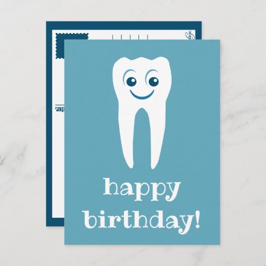 happy birthday smiling tooth briefkaart (Voorkant / Achterkant)