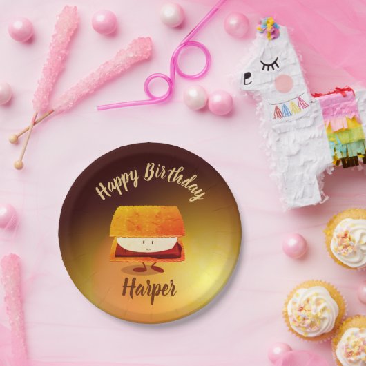 Happy Birthday S'more Name Paper-Borden Papieren Bordje (Feest)