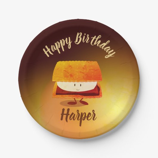 Happy Birthday S'more Name Paper-Borden Papieren Bordje (Voorkant)