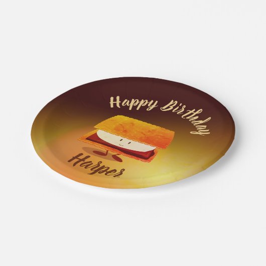 Happy Birthday S'more Name Paper-Borden Papieren Bordje (Gekanteld)