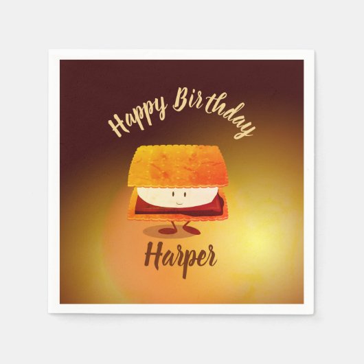 Happy Birthday S'more Name Paper Napkins Servet (Voorkant)