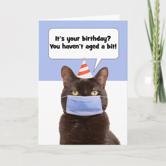 Happy Birthday Snarky Cat in Face Mask Feestdagen Kaart (Voorkant)