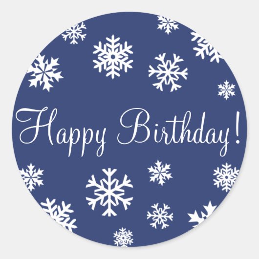 Happy Birthday Sneeuwvlokken Envelop Sticker Seal (Voorkant)