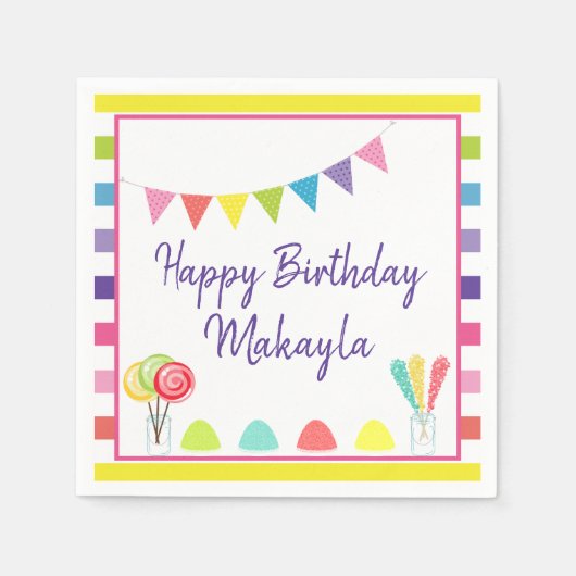 Happy Birthday Snoep Land Sweet Treat Custom Party Servet (Voorkant)